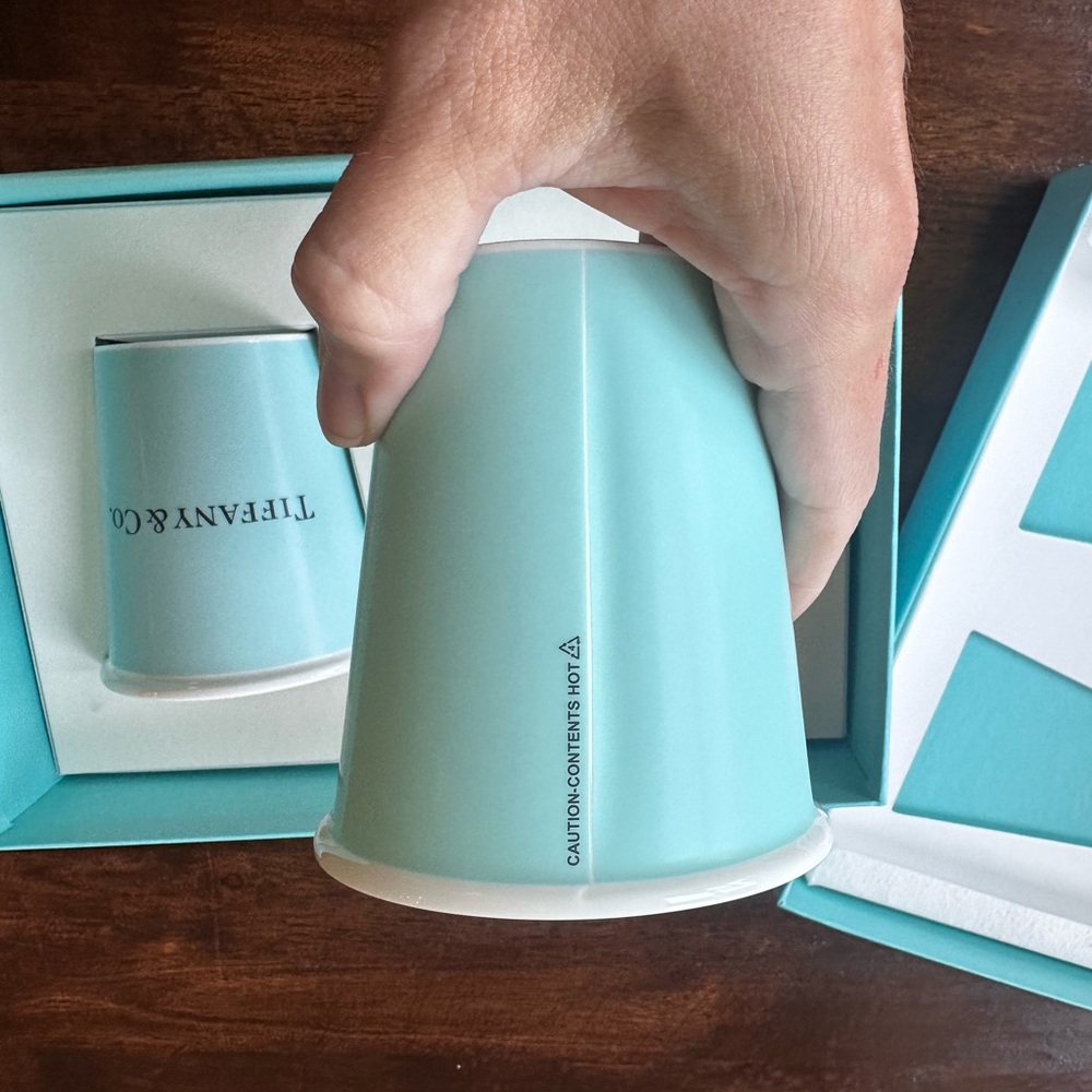 Tiffany & Co. Aqua Fine Bone Coffee Cups - Picture 2 of 6